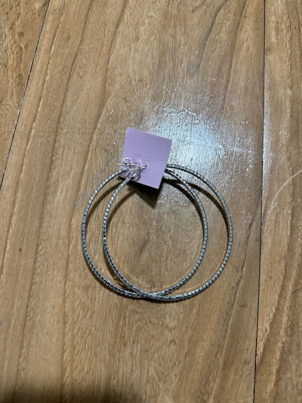 Silver Textured Hoop Earrings - Women Jewelry